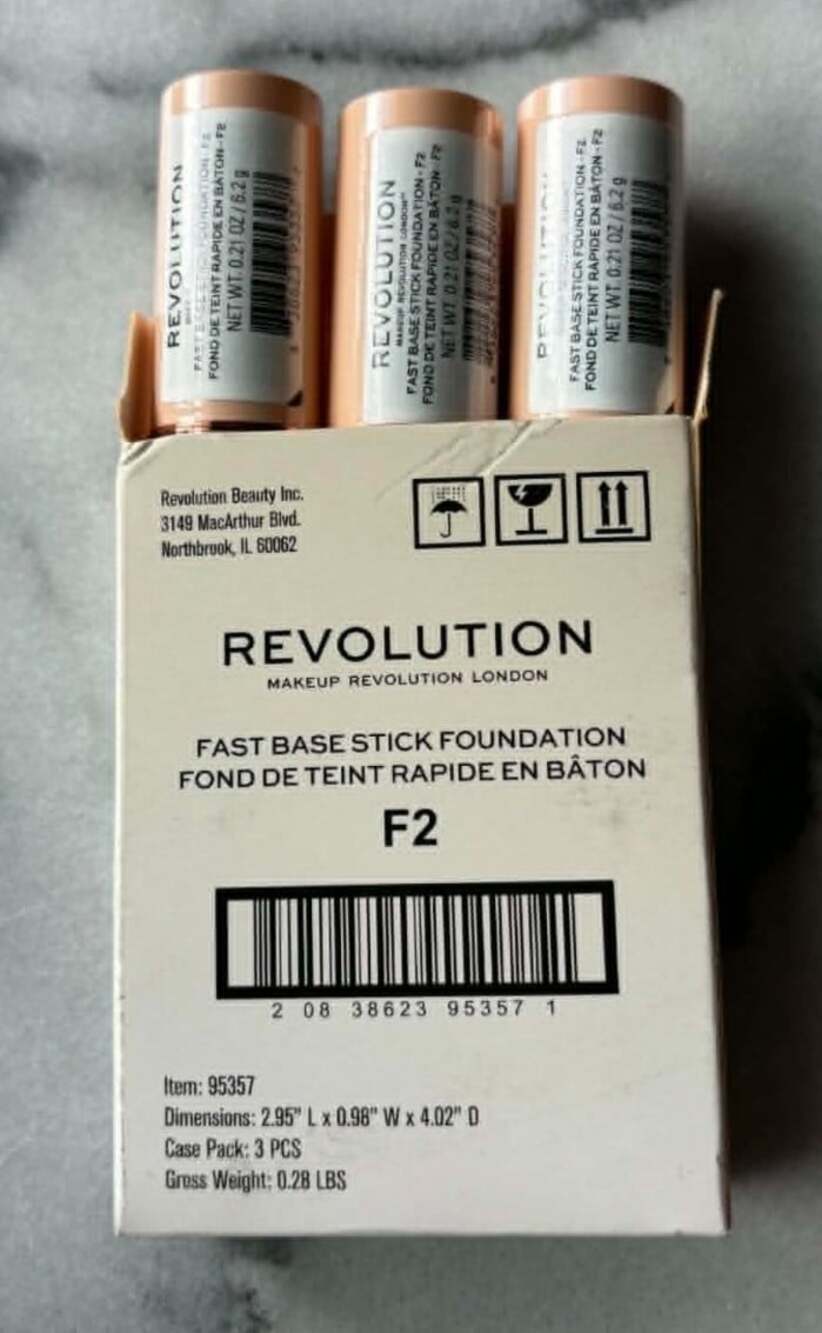 Revolution Fast Base Stick Foundation F2 Lot of 3